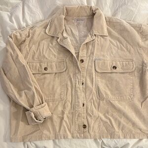 Beige Corduroy Button-Up Shirt